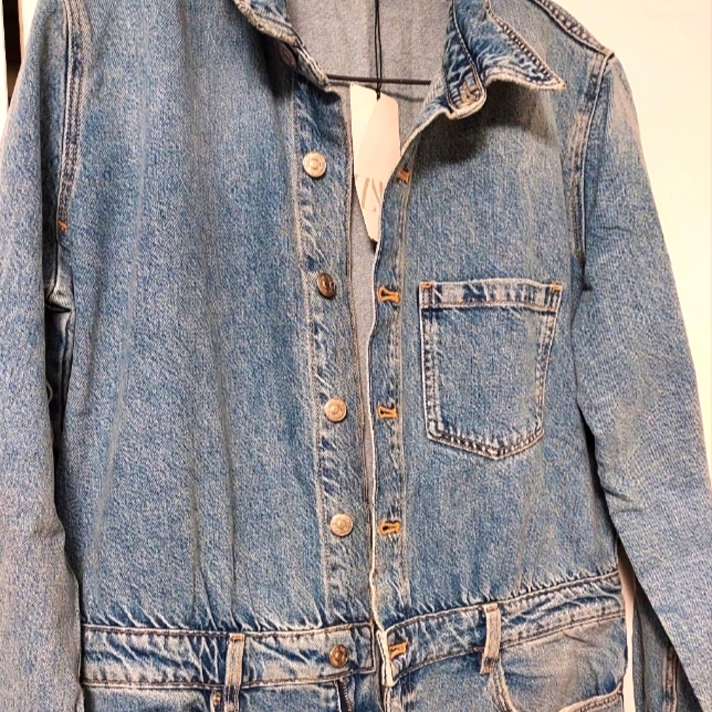 Zara Denim Long sleeve, full-length Jumpsuit (XXL- NWT)